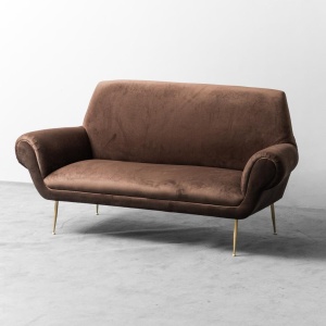 3 Seat Sofa Brown Velvet Gigi Radice Minotti 1950s Modern Vintage