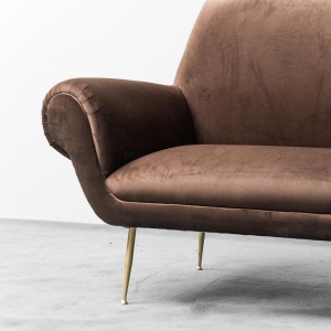 3 Seat Sofa Brown Velvet Gigi Radice Minotti 1950s Modern Vintage