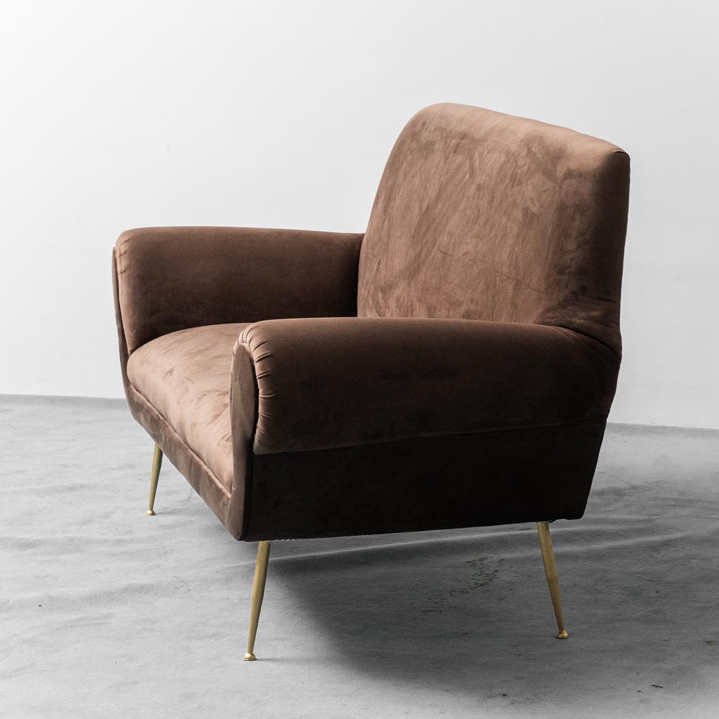 3 Seat Sofa Brown Velvet Gigi Radice Minotti 1950s Modern Vintage