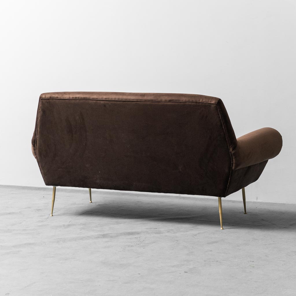 3 Seat Sofa Brown Velvet Gigi Radice Minotti 1950s Modern Vintage