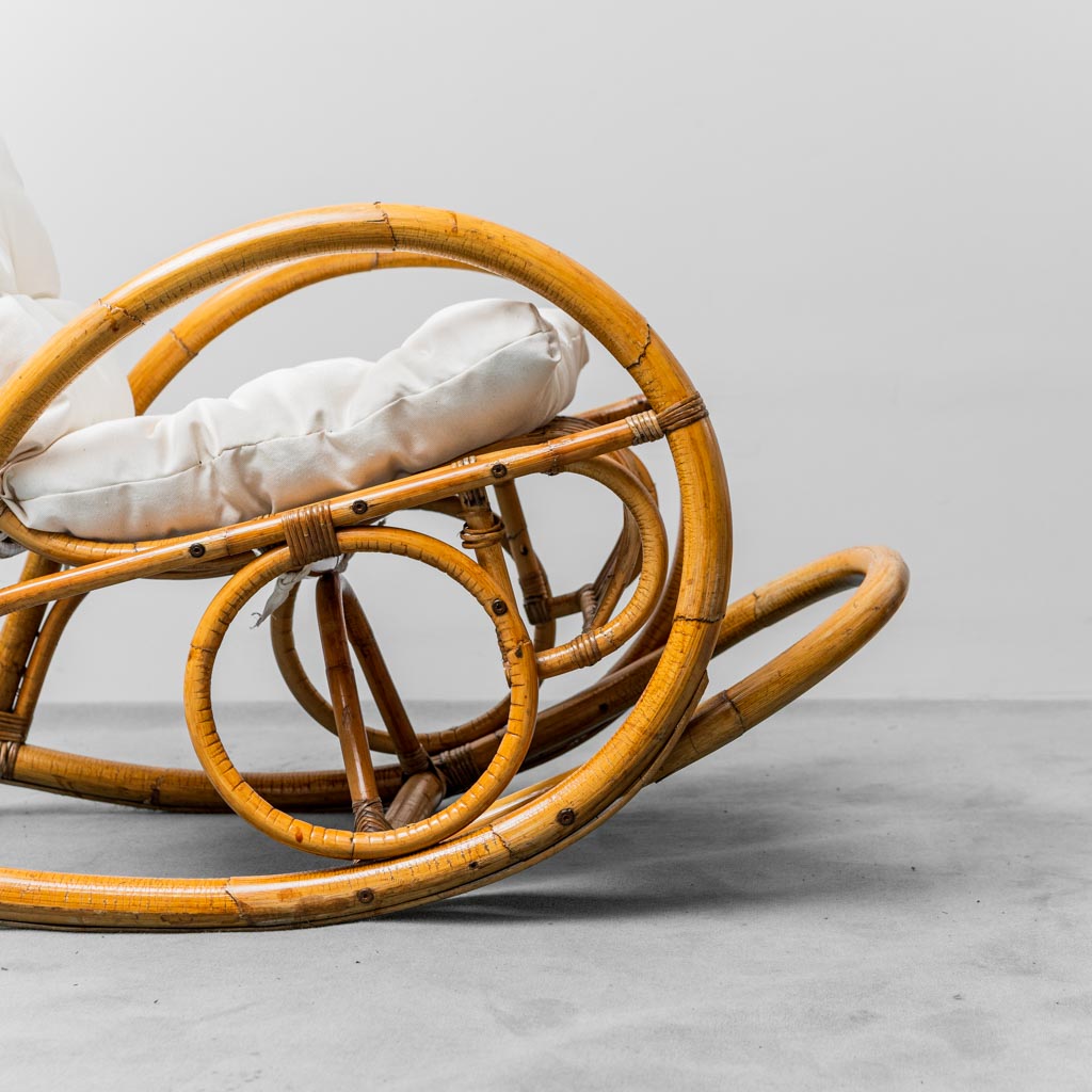 Pair Of Bamboo Rocking Chairs Van Sliedregt Noordwolde Vintage 1970s