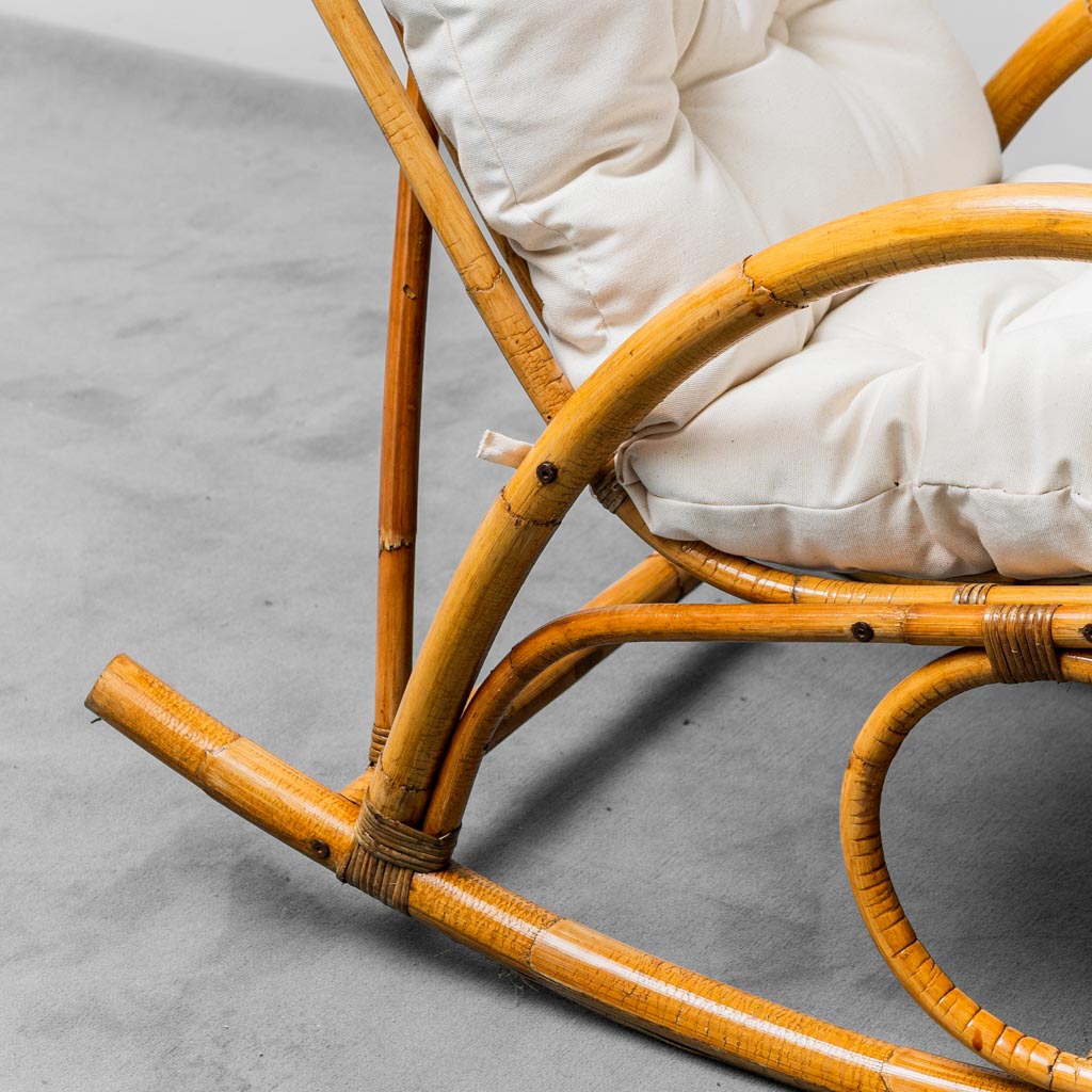 Pair Of Bamboo Rocking Chairs Van Sliedregt Noordwolde Vintage 1970s