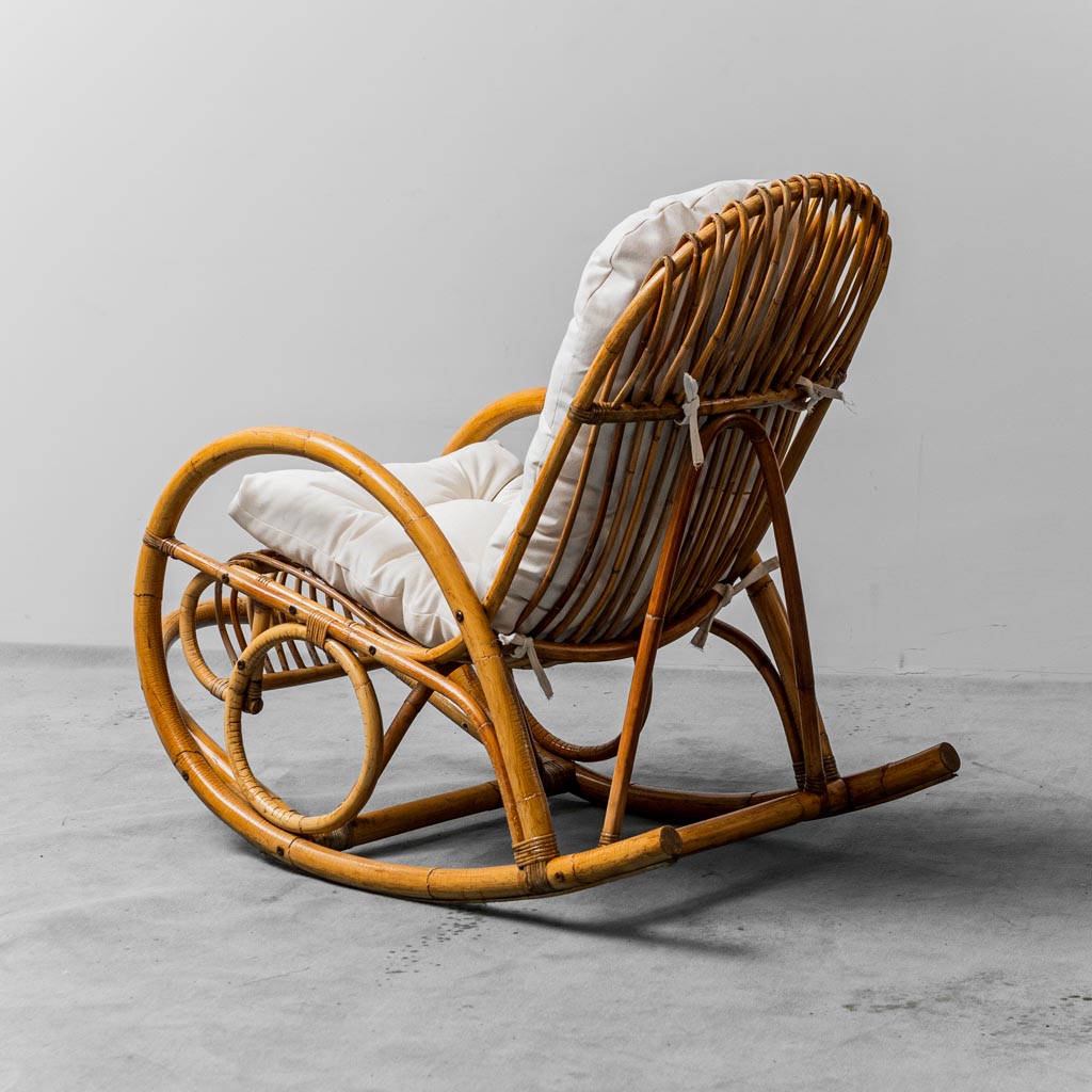 Pair Of Bamboo Rocking Chairs Van Sliedregt Noordwolde Vintage 1970s