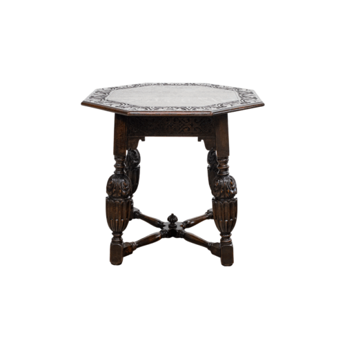 Ornately Carved Oak Side Table