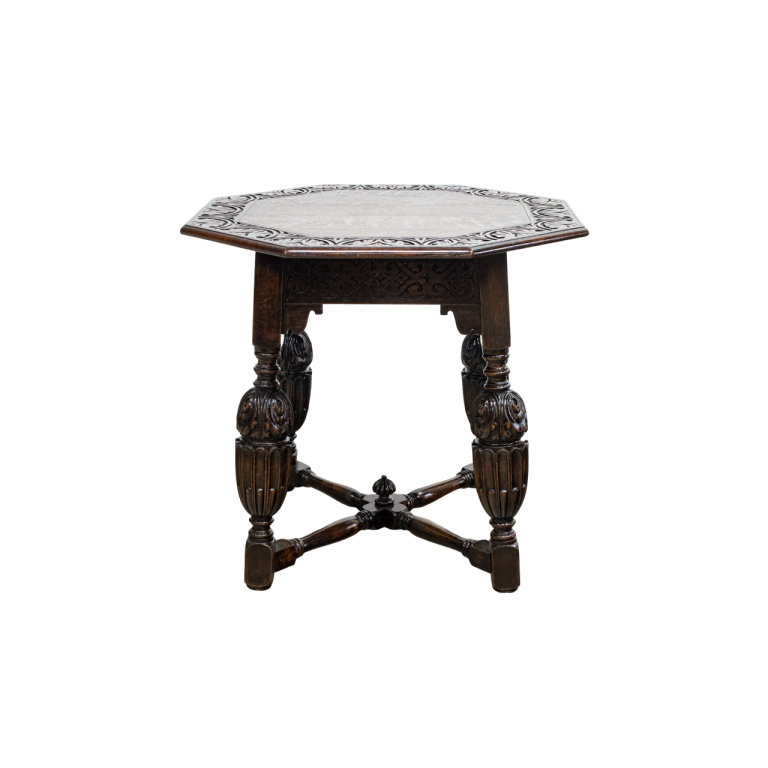 Ornately Carved Oak Side Table