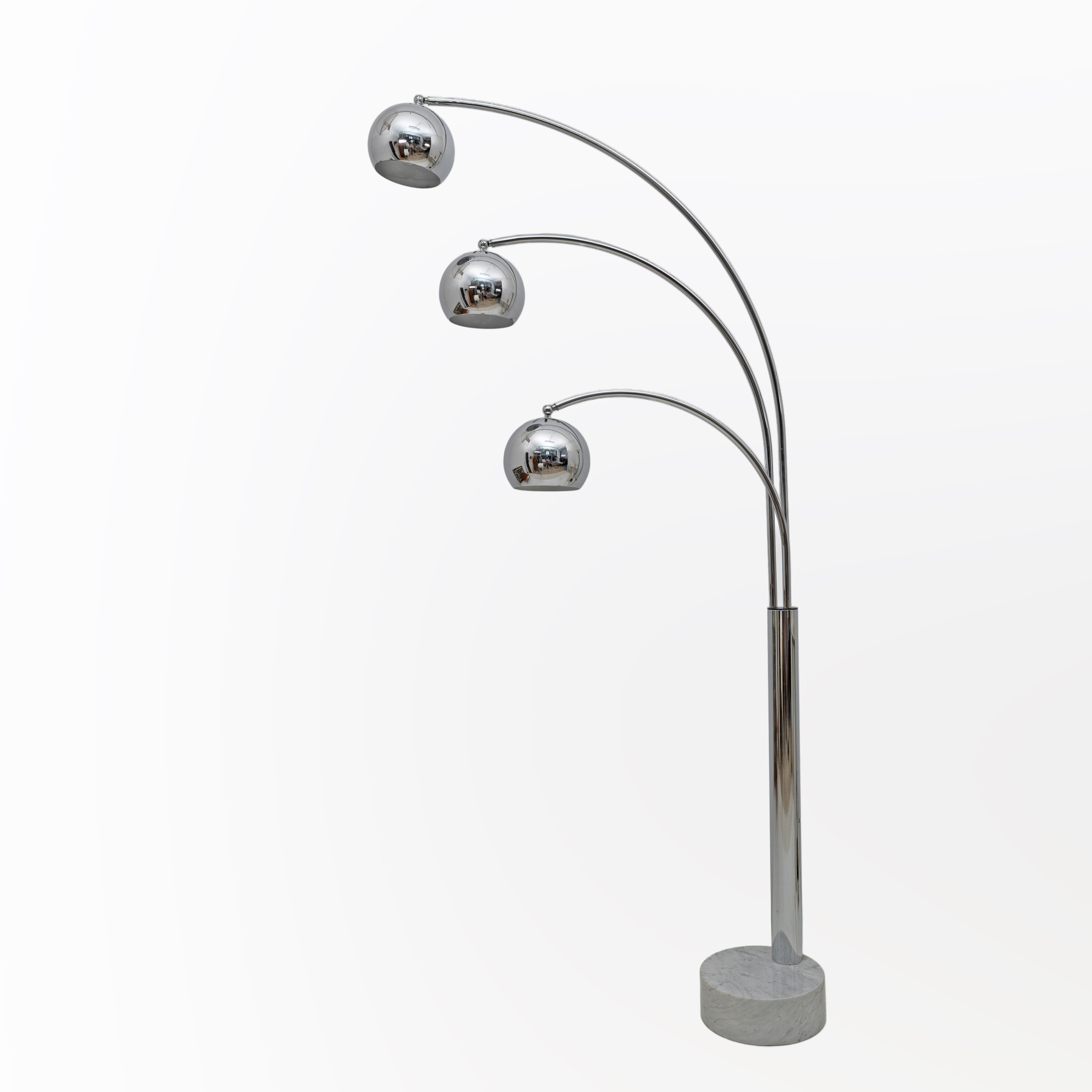 Goffredo Reggiani Mid-century Modern Chromed Metal and Marble Floor Lamp, 1960s