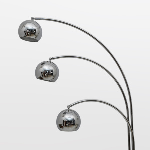 Goffredo Reggiani Mid-century Modern Chromed Metal and Marble Floor Lamp, 1960s