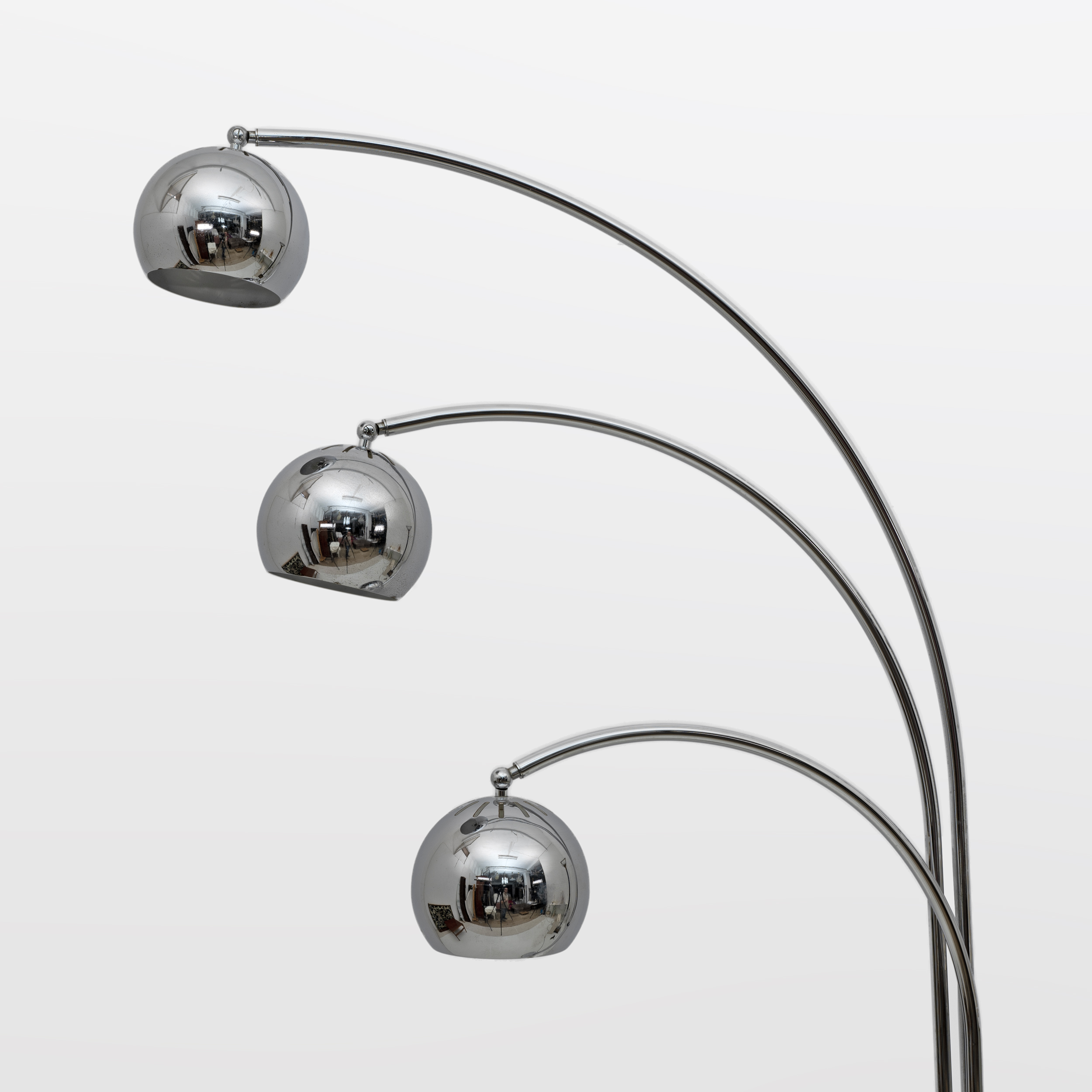 Goffredo Reggiani Mid-century Modern Chromed Metal and Marble Floor Lamp, 1960s