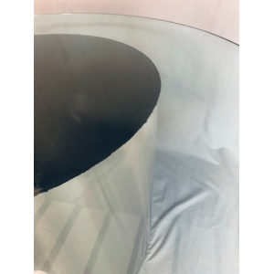 Vintage American Steel Drum Glass Circular Dining Table Brueton Style, 1970s