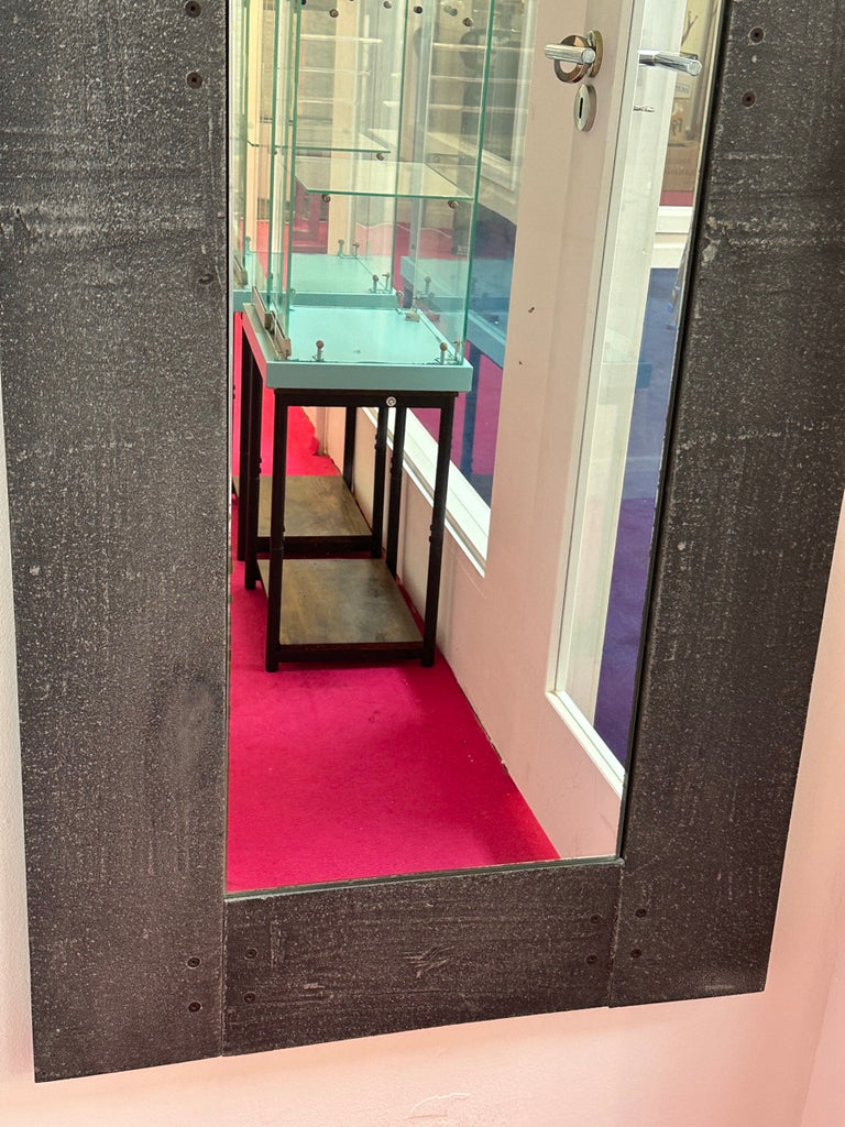 Italian Etched Cast Aluminium Wall Mirror By Lorenzo Burchiellaro, 1970s