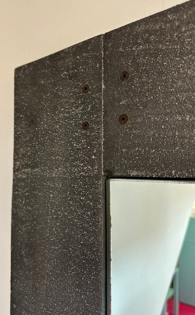 Italian Etched Cast Aluminium Wall Mirror By Lorenzo Burchiellaro, 1970s
