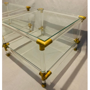 Glamorous Italian Acrylic Glass Side Tables, 1970s