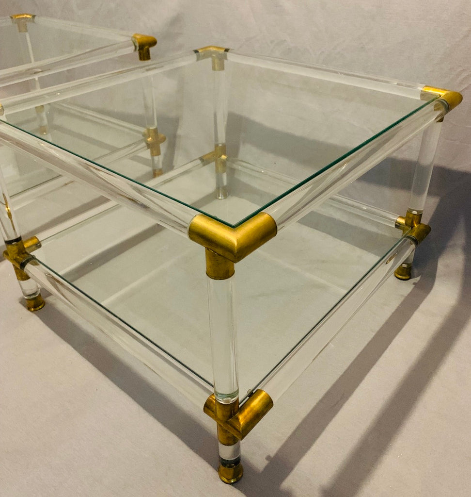 Glamorous Italian Acrylic Glass Side Tables, 1970s