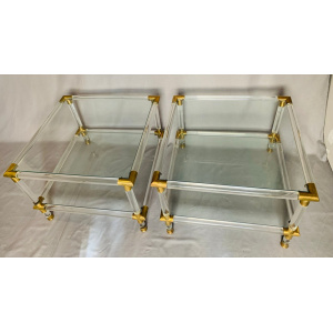 Glamorous Italian Acrylic Glass Side Tables, 1970s