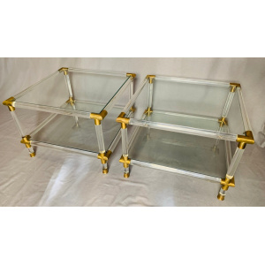 Glamorous Italian Acrylic Glass Side Tables, 1970s