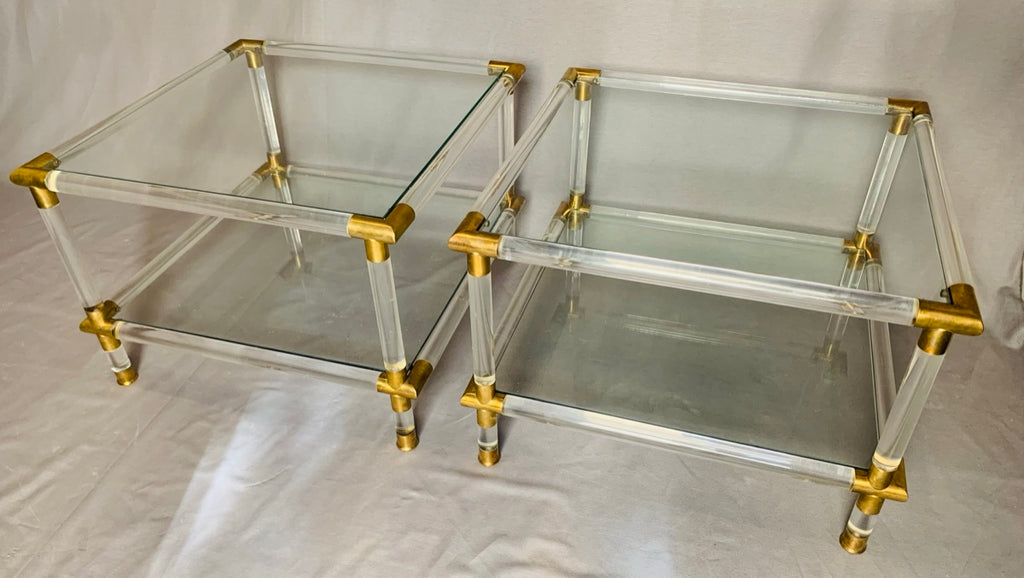 Glamorous Italian Acrylic Glass Side Tables, 1970s