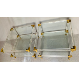Glamorous Italian Acrylic Glass Side Tables, 1970s