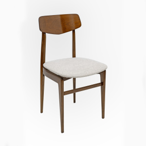 Set of Six Walnut-Stained Beech and Bouclè Fabric Dining Chairs, Denmark, 1960s