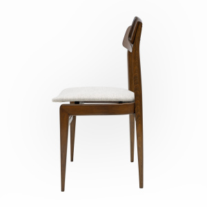Set of Six Walnut-Stained Beech and Bouclè Fabric Dining Chairs, Denmark, 1960s