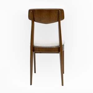 Set of Six Walnut-Stained Beech and Bouclè Fabric Dining Chairs, Denmark, 1960s