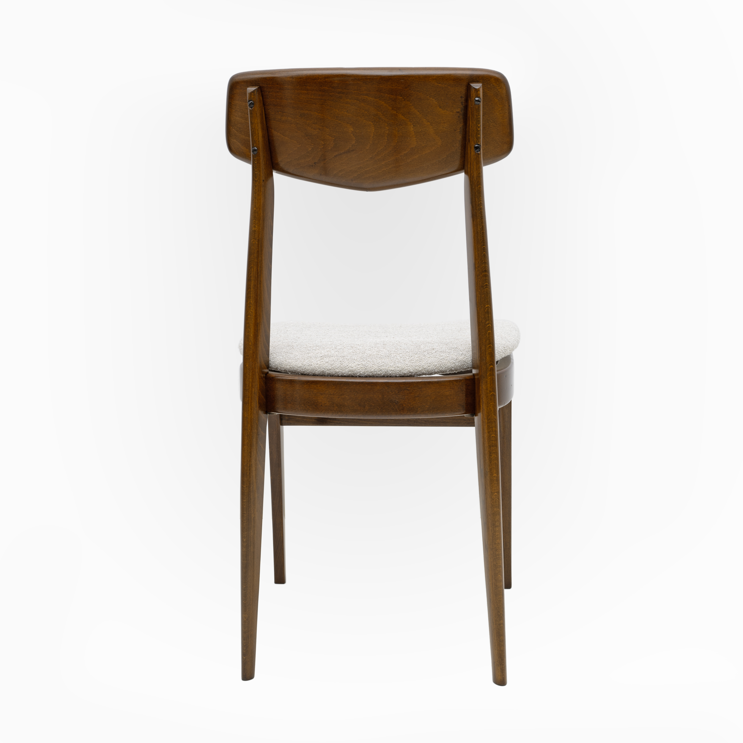 Set of Six Walnut-Stained Beech and Bouclè Fabric Dining Chairs, Denmark, 1960s