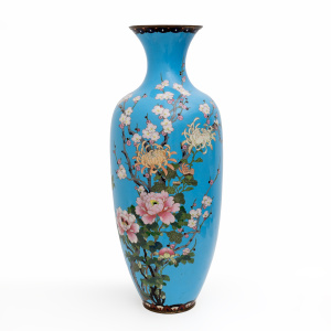 19th Century Large Japan Vase "Cloisonne" With Floral Decoration, Meiji Period