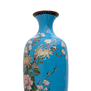 19th Century Large Japan Vase "Cloisonne" With Floral Decoration, Meiji Period