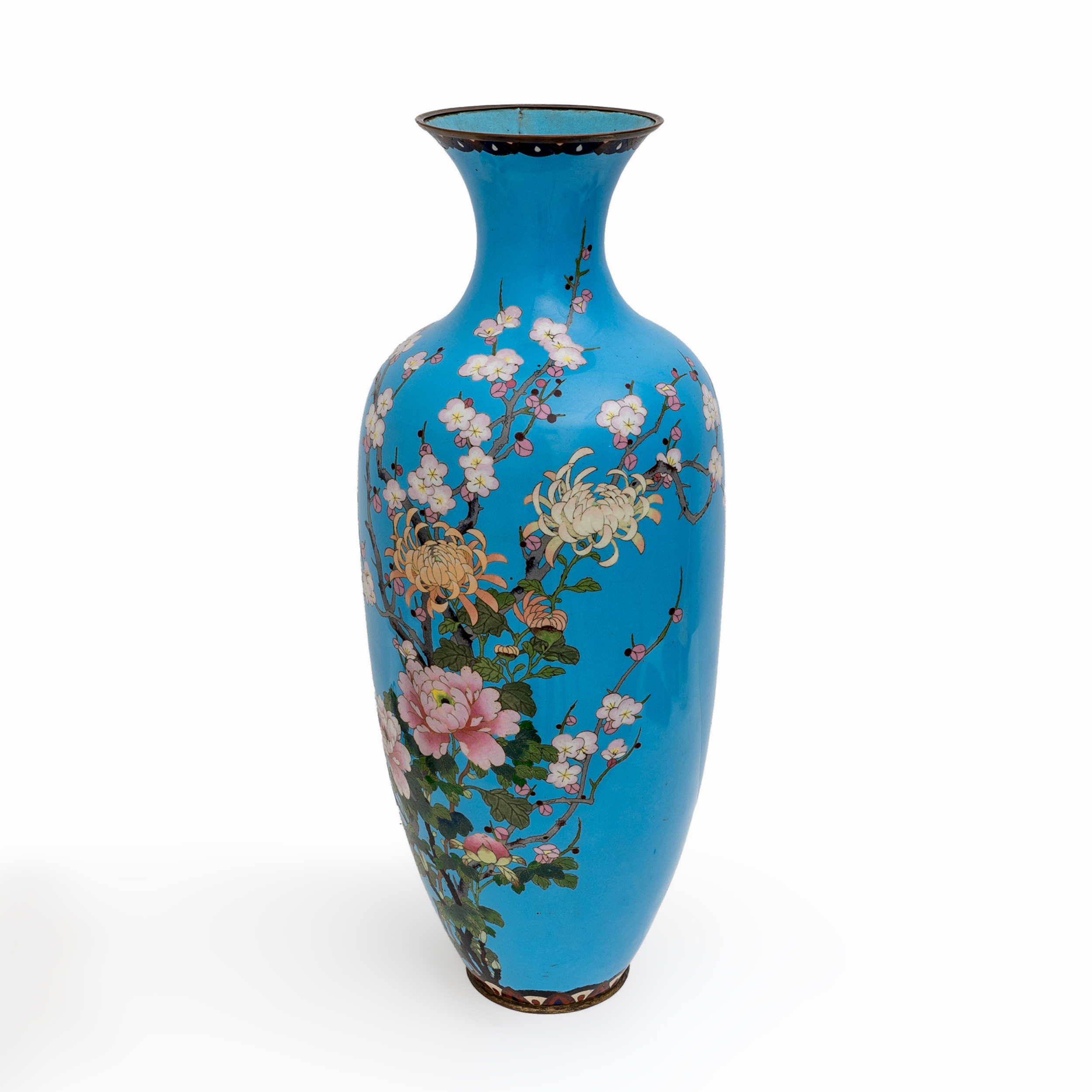 19th Century Large Japan Vase "Cloisonne" With Floral Decoration, Meiji Period