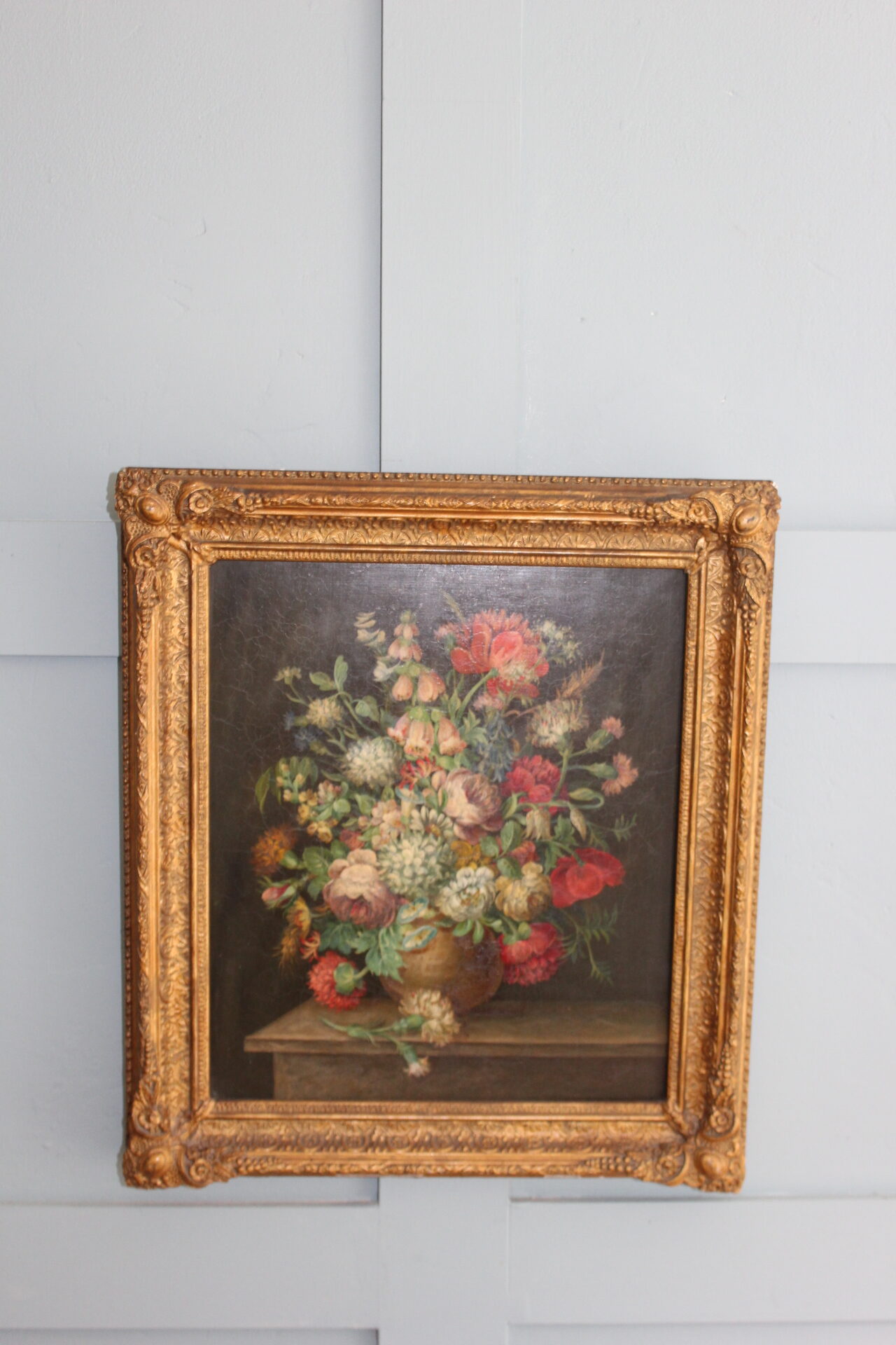 19th Century Floral Still Life With Fox Gloves And Honeysuckle