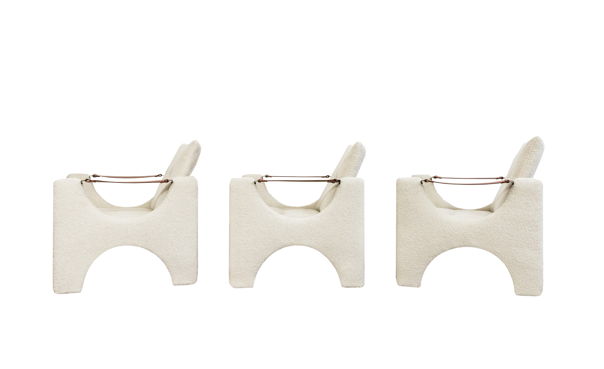 Set Of 3 Geometric Armchairs from Łódzkie Fabryki Mebli, Europe, 1975