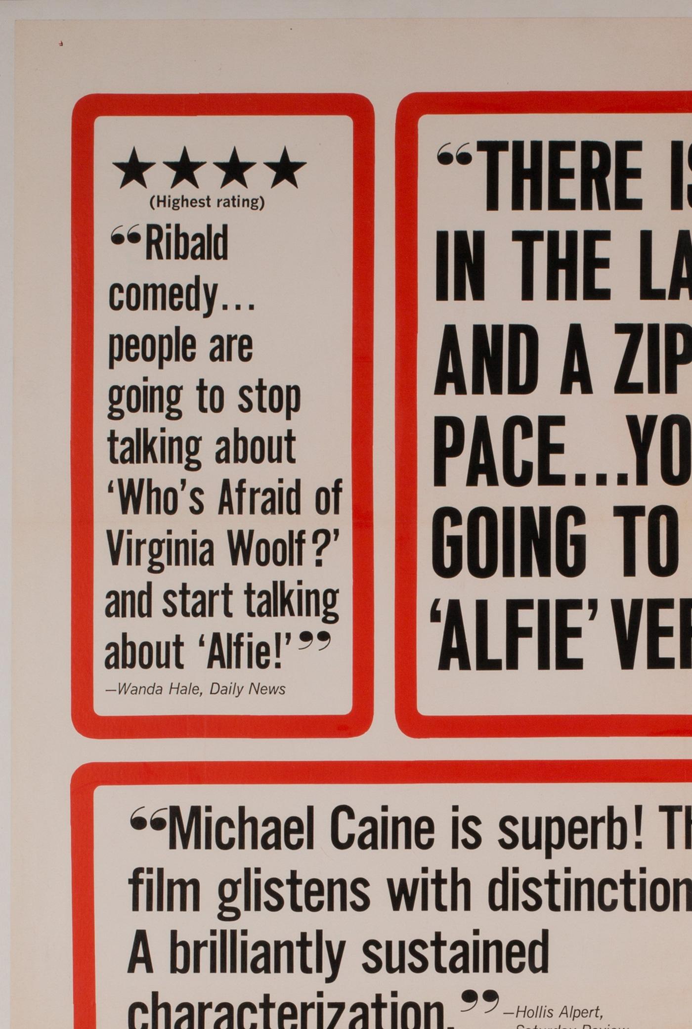 Alfie US 1 Sheet, Film Movie Poster 1966 Linen Backed