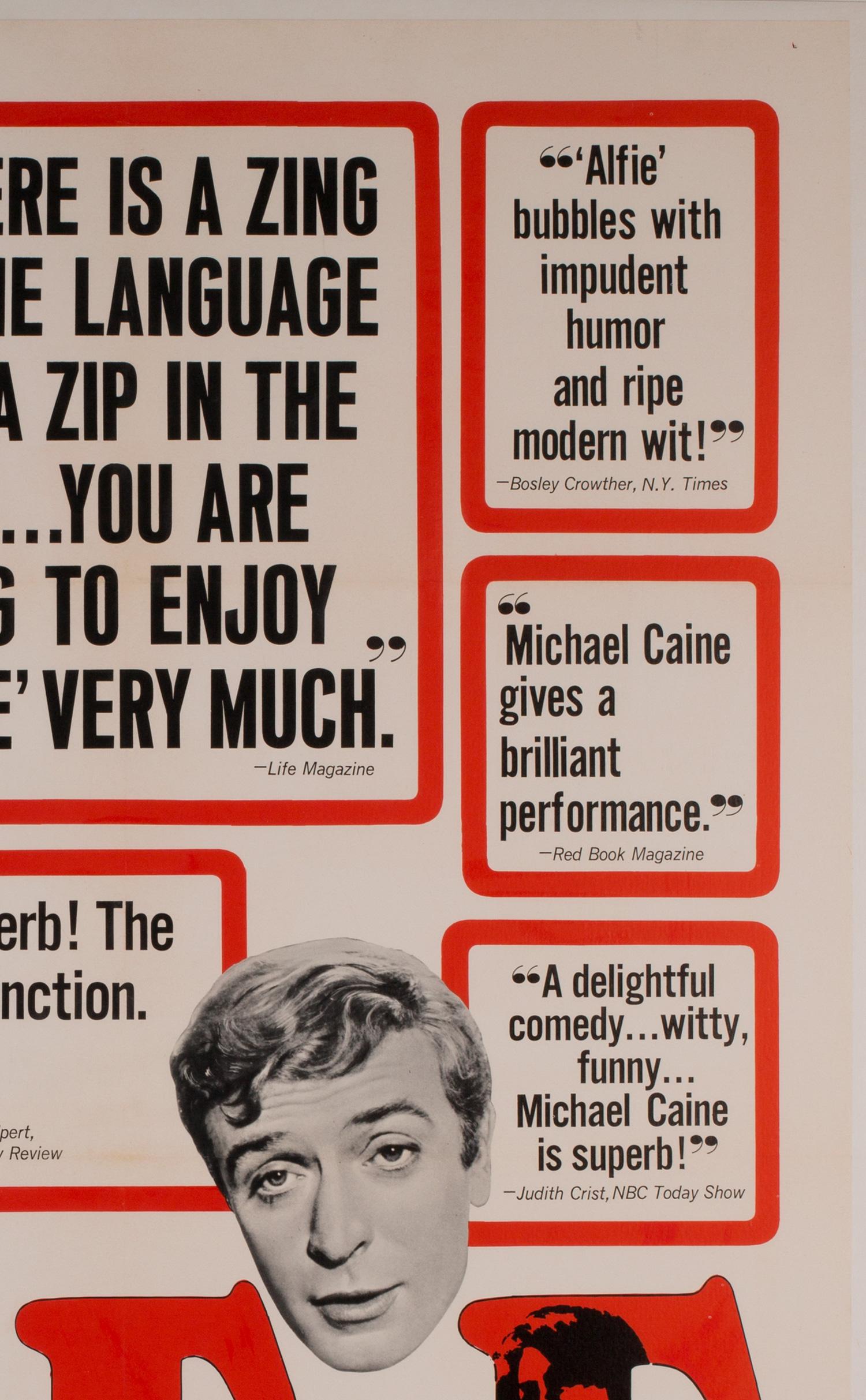 Alfie US 1 Sheet, Film Movie Poster 1966 Linen Backed