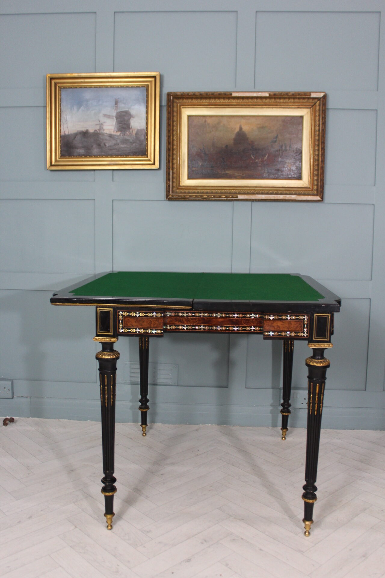 19th century French Napoleon III inlaid card table