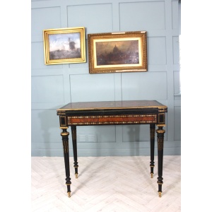19th century French Napoleon III inlaid card table
