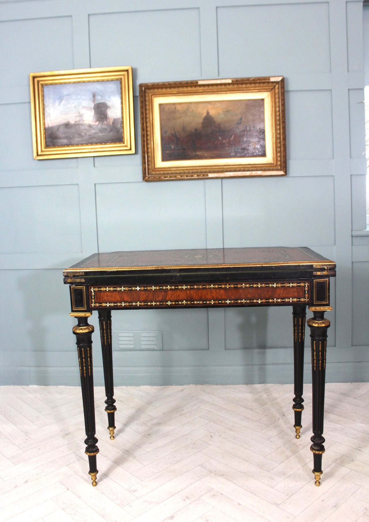 19th century French Napoleon III inlaid card table