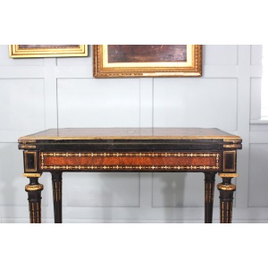 19th century French Napoleon III inlaid card table