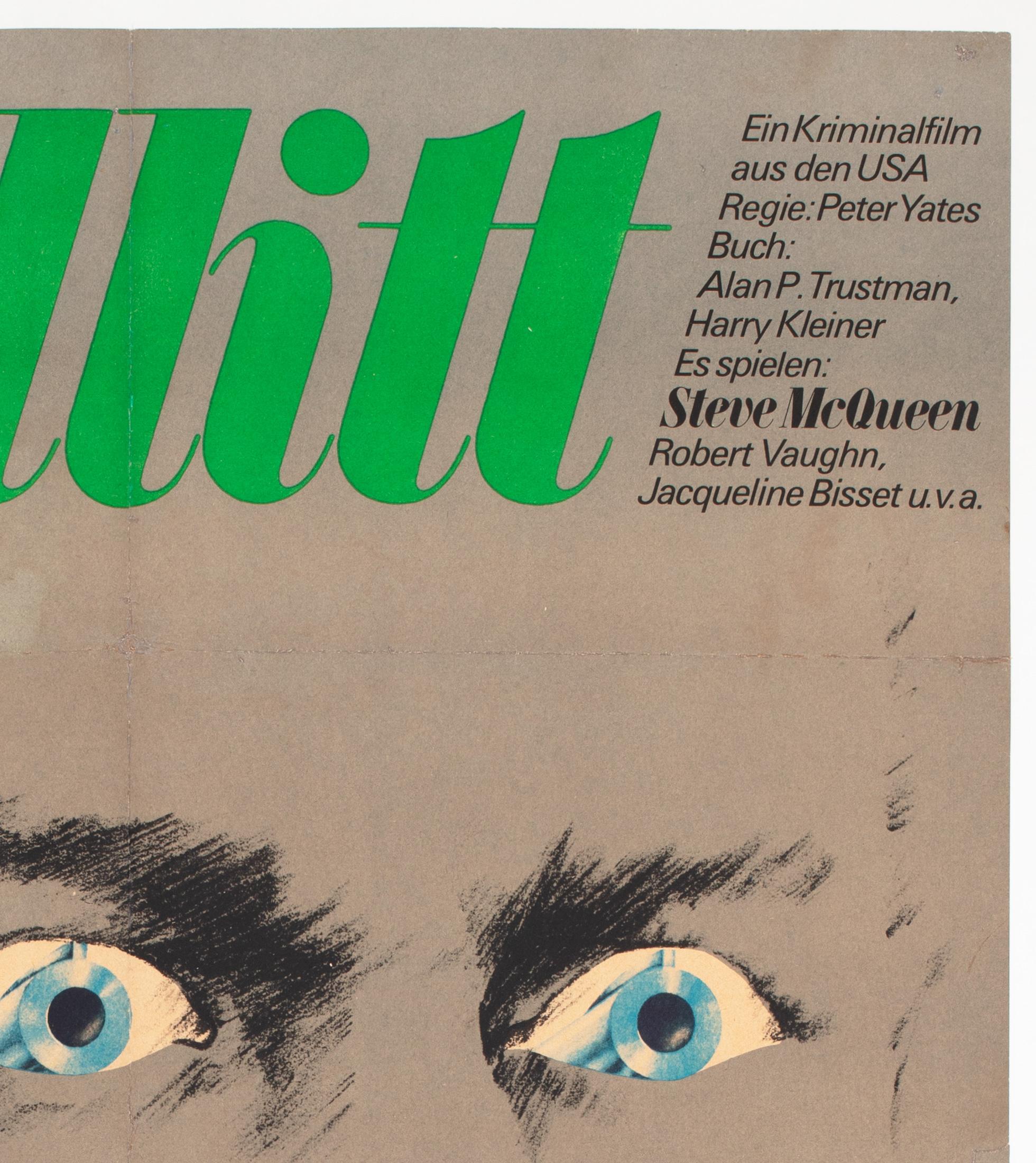 Bullitt 1977 East German Film Movie Poster, Segner, Linen Backed