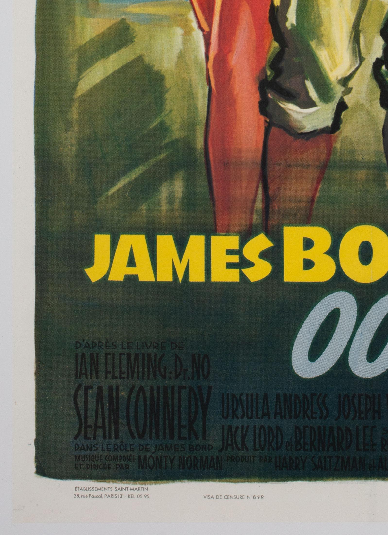 Dr No Original French James Bond Film Poster, Boris Grinsson, 1963