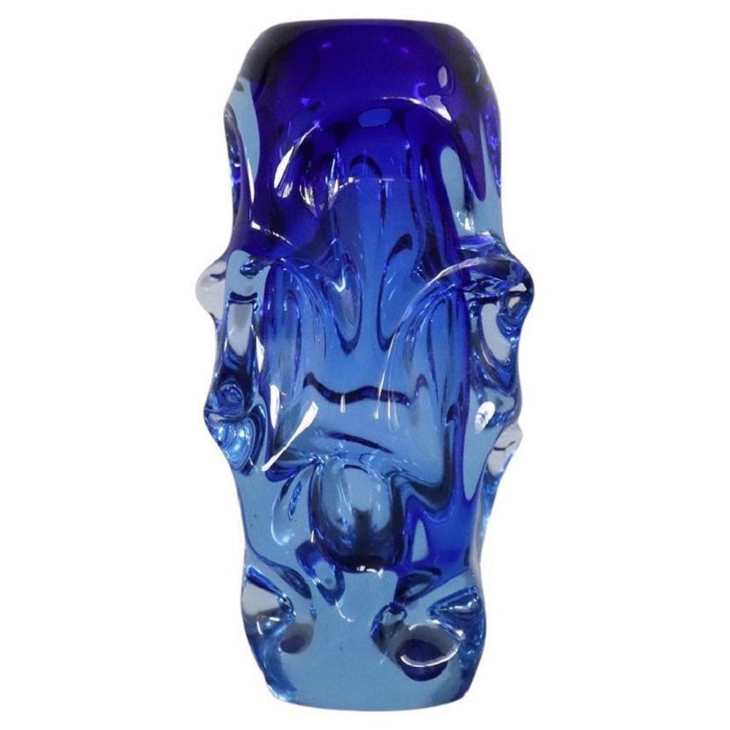 Börne Augustsson 1940s, Art Glass Blue Vase