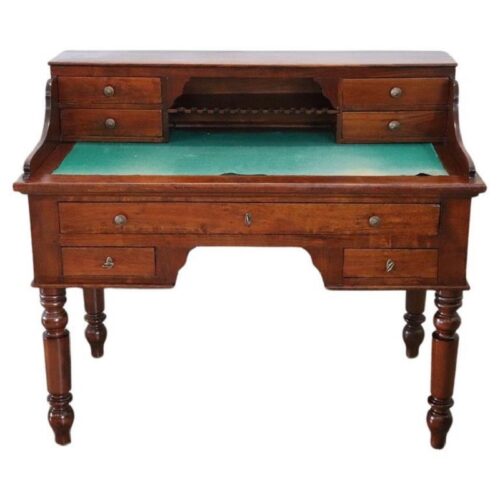 Italian antique writing desk in cherry wood, Louis Philippe 19th century