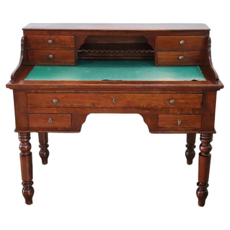 Italian antique writing desk in cherry wood, Louis Philippe 19th century
