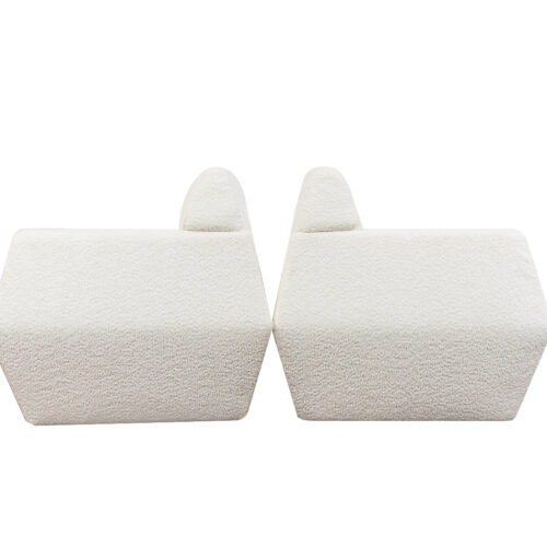 Pair Of White Boucle Armchairs, 1970's