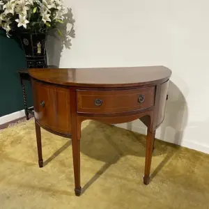 Edwardian Mahogany Inlaid Demi Lune Sideboard
