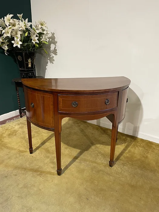 Edwardian Mahogany Inlaid Demi Lune Sideboard