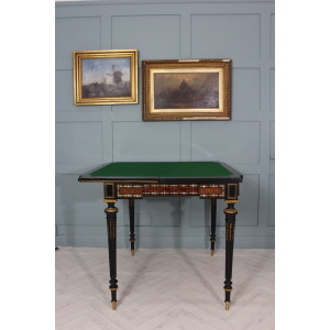 19th century French Napoleon III inlaid card table