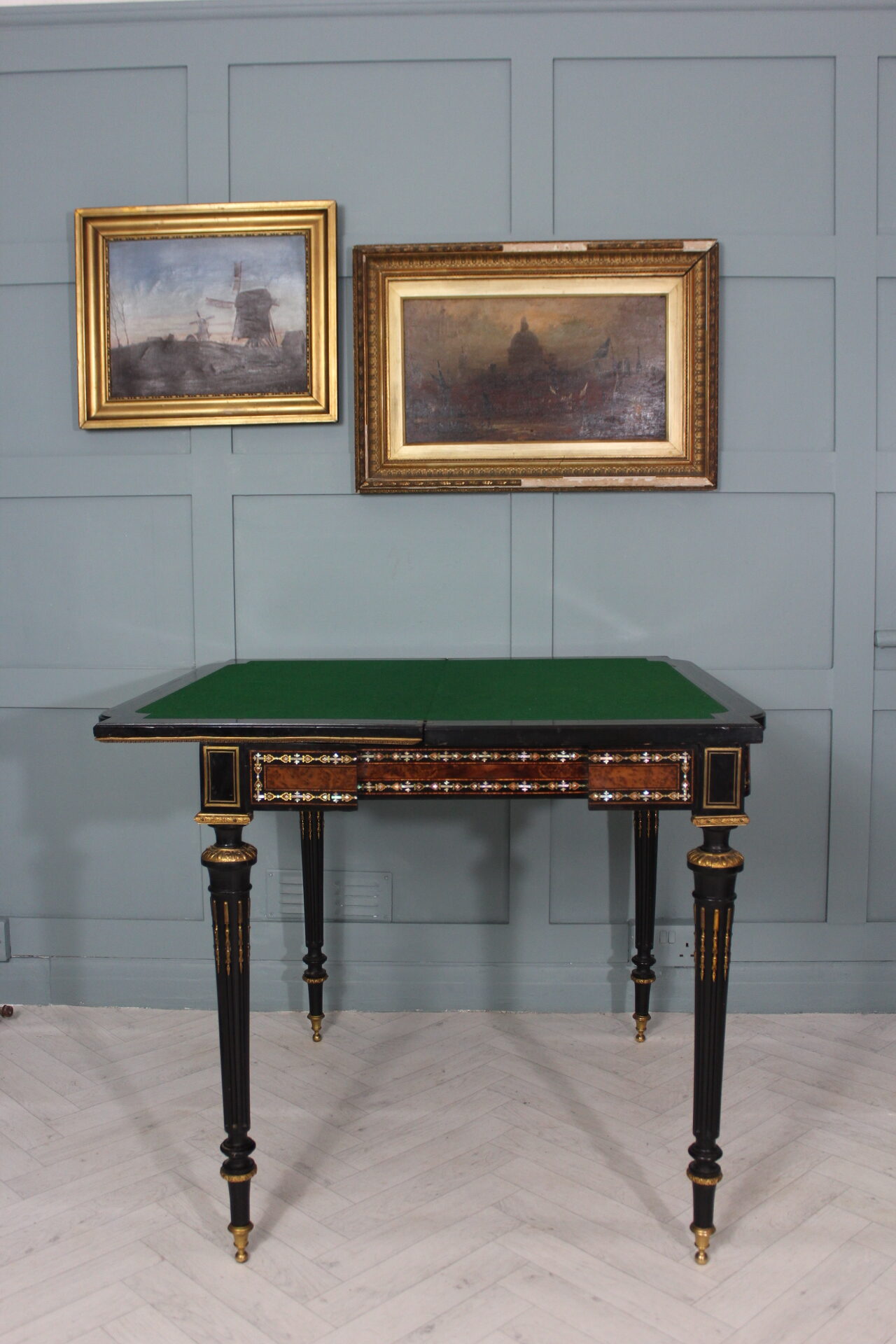 19th century French Napoleon III inlaid card table