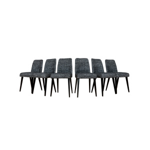Mid-Century Black Chairs, Poland, 1960s, Set Of 6