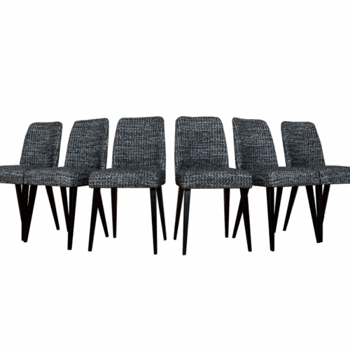 Mid-Century Black Chairs, Poland, 1960s, Set Of 6