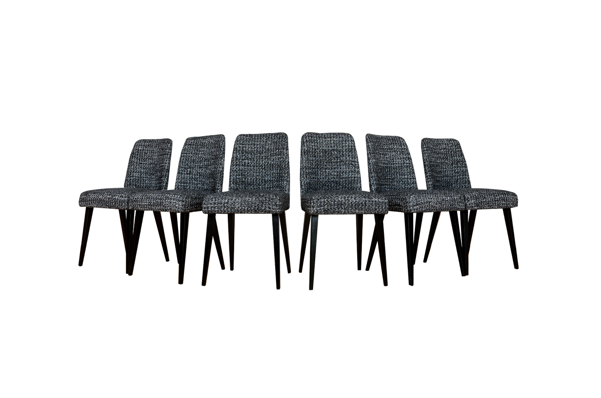 Mid-Century Black Chairs, Poland, 1960s, Set Of 6