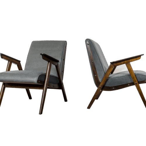 Pair Of Mid Century Modern Oak Armchairs, 1960s, Czechoslovakia